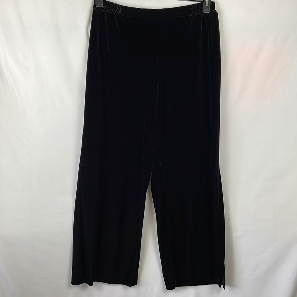 R & M Richards Black Velvet Slacks with Sexy Side Slits - Size 16 Petite